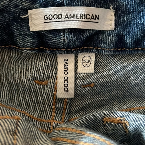 Good American Good Curve High Rise Raw Hem Distressed Skinny Jeans Size 2/26 - Picture 4 of 7